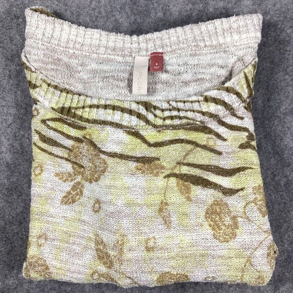 Pilcro Anthropologie Yellow Floral Print Size Small Ribbed Cuff Pullover Sweater - Picture 14 of 14